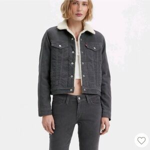 NWOT Retro Levi's M Gray Corduroy Jacket Sherpa Lining 70’s Funky Cottagecore